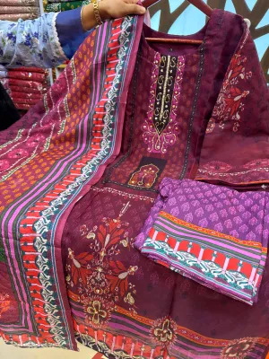 Pakistani Style Embroidered Sateen Outfit